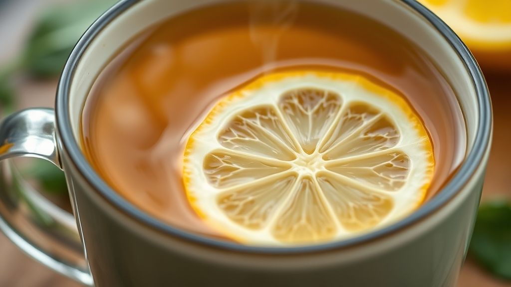 Close-up da xícara mostrando textura, vapor e cor viva da infusão