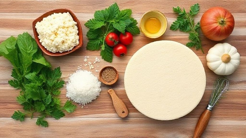 Ingredientes organizados em bancada rústica, incluindo ovos, fubá, açúcar e leite