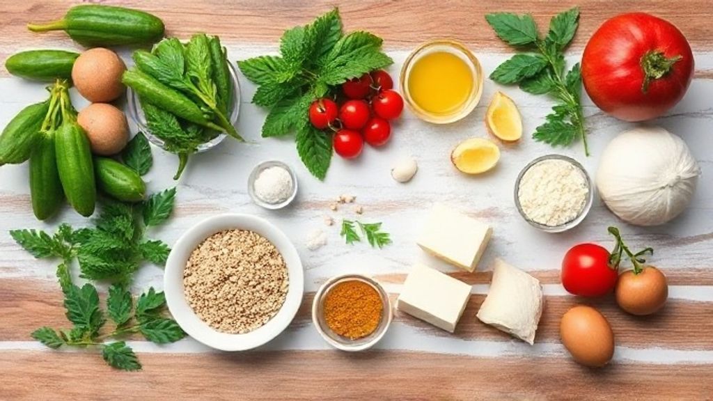 Ingredientes separados em bowls sobre bancada de madeira, prontos para preparar o brownie de Nescau simples
