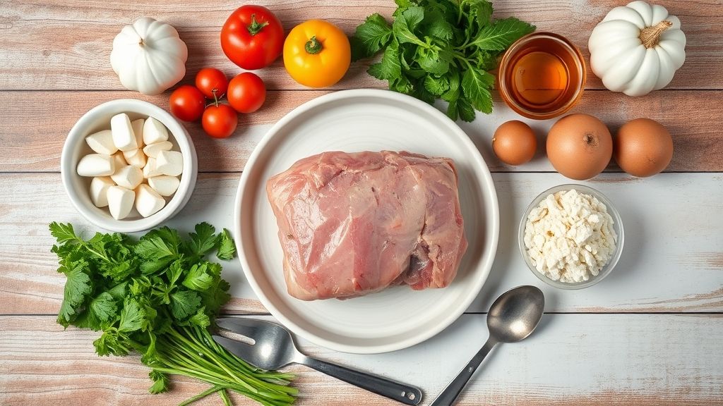 Ingredientes e utensílios necessários sobre a bancada, prontos para o processo de descongelamento.