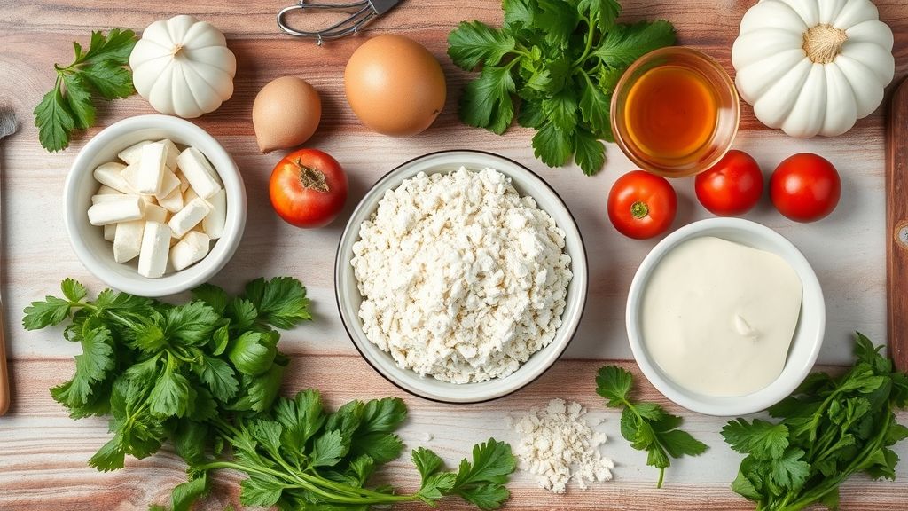 Vista superior dos ingredientes do Doce Donzela organizados em bancada rústica