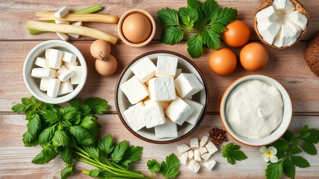 Ingredientes da maria-mole simples organizados sobre uma bancada de madeira