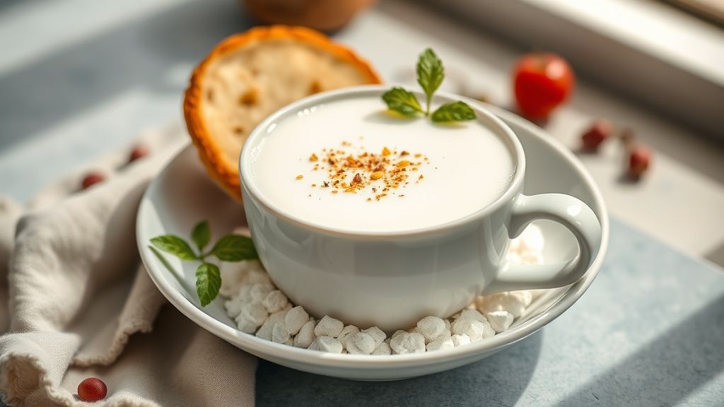 Caneca de Ninho Quente Cremoso servido quente, cremoso e finalizado com raspas de chocolate por cima