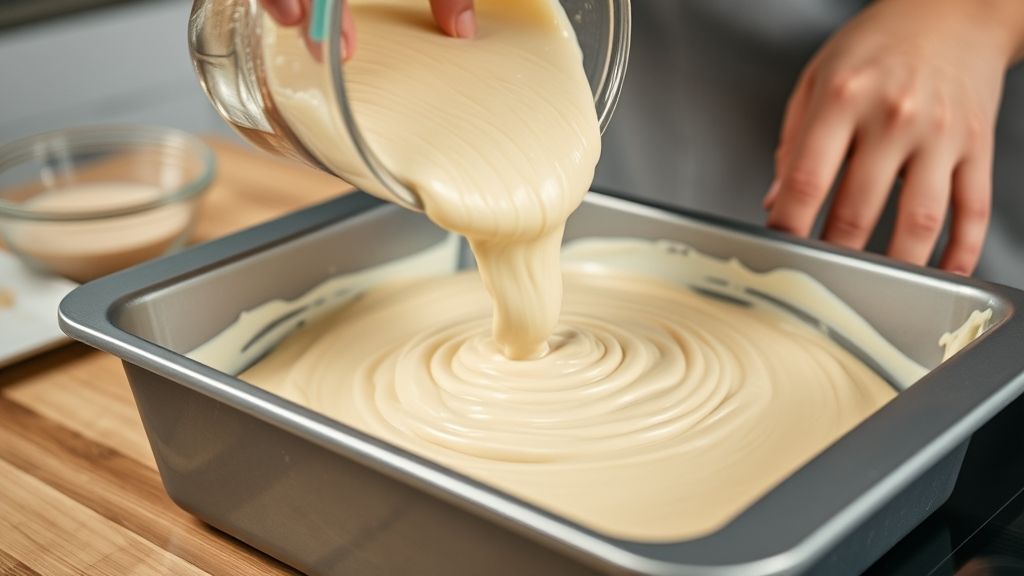 Mãos misturando a massa em uma tigela antes de colocar na forma