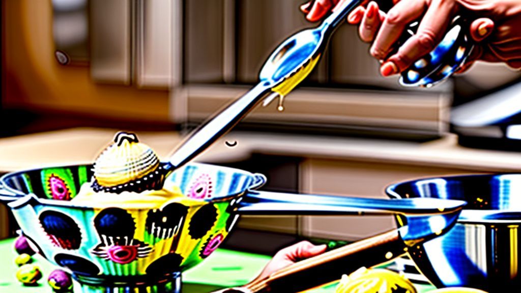 Mãos mexendo a mistura cremosa de brigadeiro de maracujá em uma panela de fundo grosso