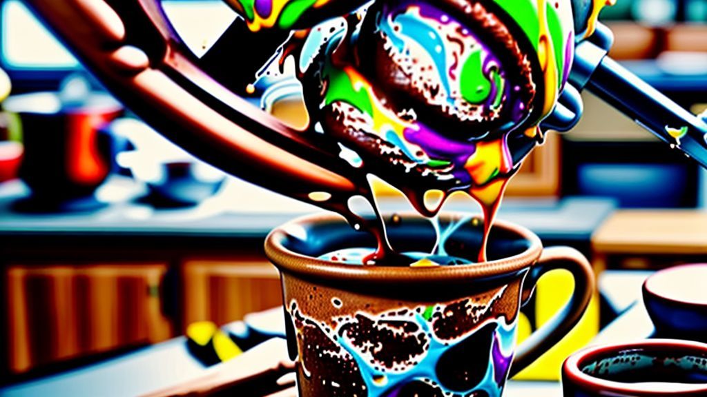 Mãos misturando a massa do brownie dentro da caneca antes de levar ao micro-ondas.