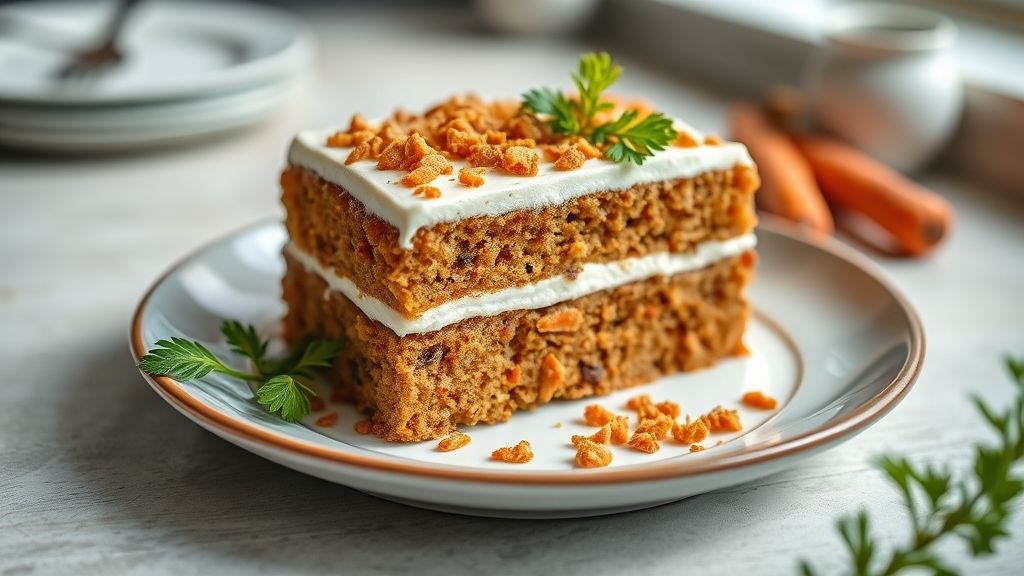 Bolo de cenoura sem óleo fofinho e dourado, pronto para servir com cobertura de chocolate