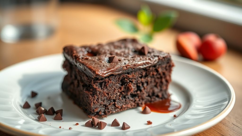 Brownie úmido e macio em pedaços sobre prato branco, mostrando como evitar massa de brownie dura
