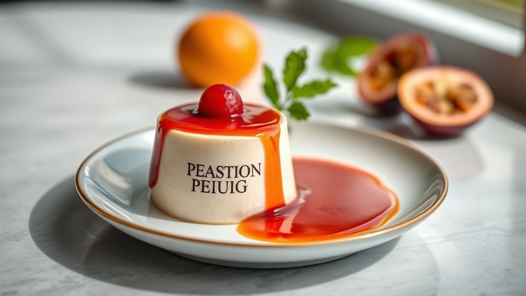 Calda de maracujá para mousse com brilho intenso e textura sedosa em taça de sobremesa