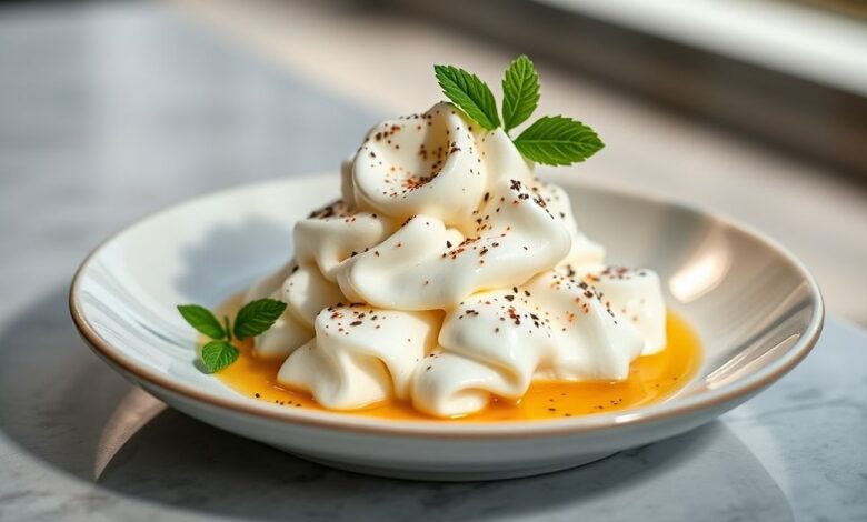 Chantilly de chantininho pronto, cremoso e firme, servido em um bowl branco com textura sedosa