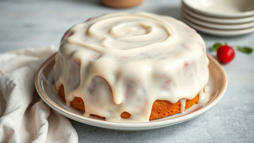 Cobertura simples para bolo sem chantilly e sem glacê cremosa e brilhante sobre um bolo caseiro.