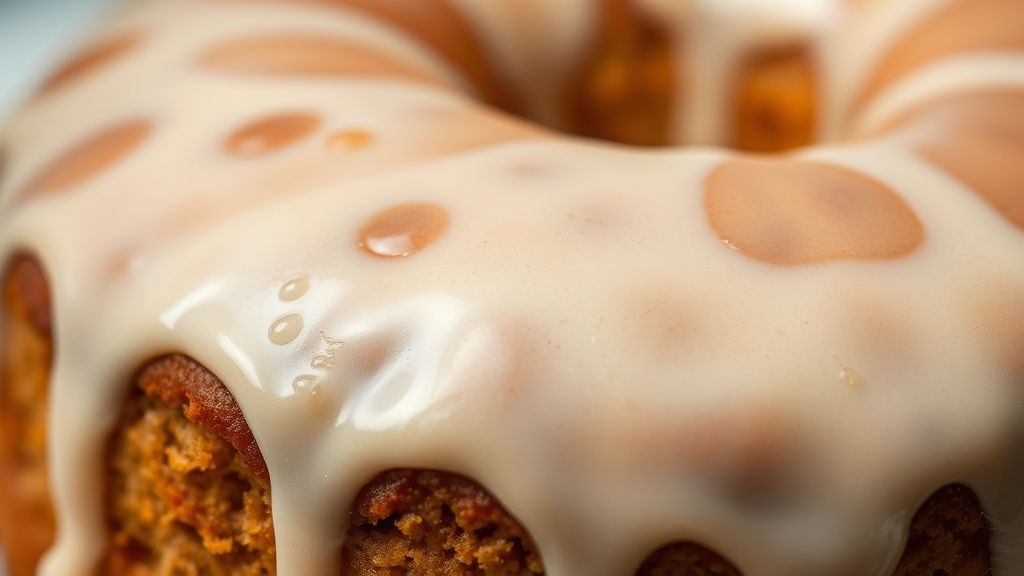 Close-up da cobertura escorrendo suavemente sobre o bolo, com textura lisa e brilho intenso.