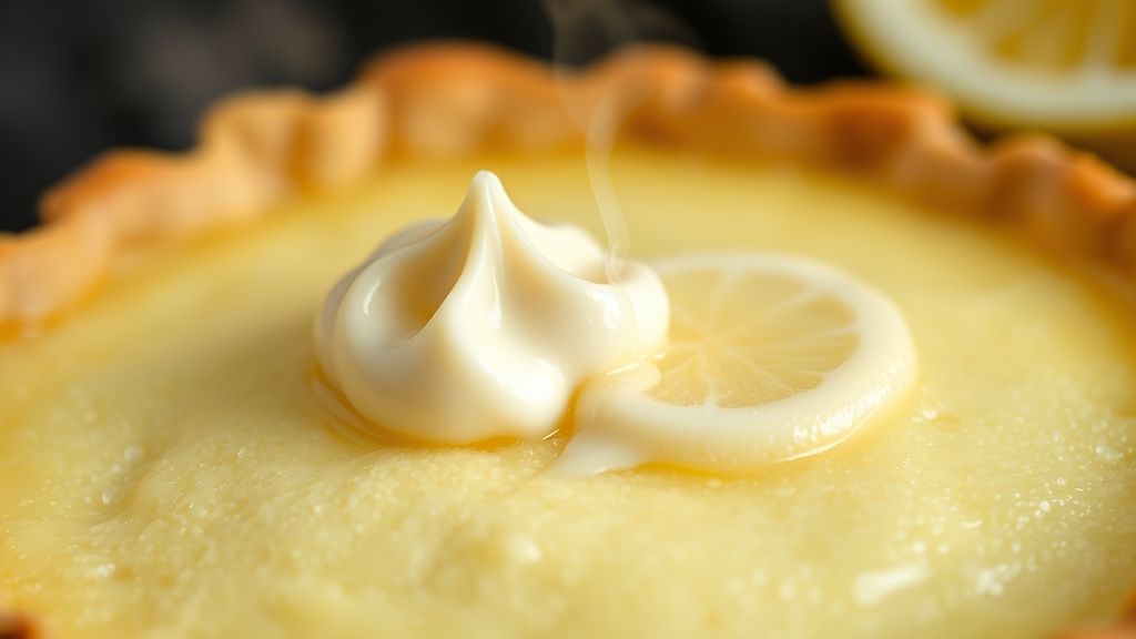 Close-up da fatia de torta mostrando textura cremosa e base crocante.