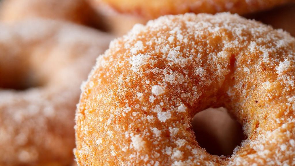 Close-up mostrando a textura crocante e o açúcar cristalizado nas rosquinhas prontas