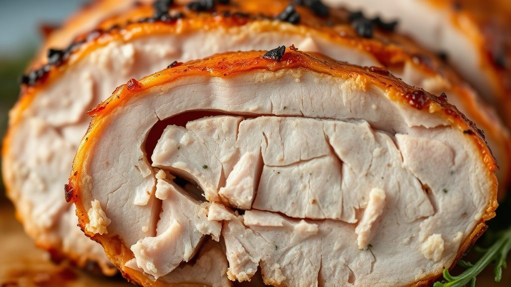 Close-up do lombo suíno Sadia fatiado, destacando textura suculenta e crosta dourada