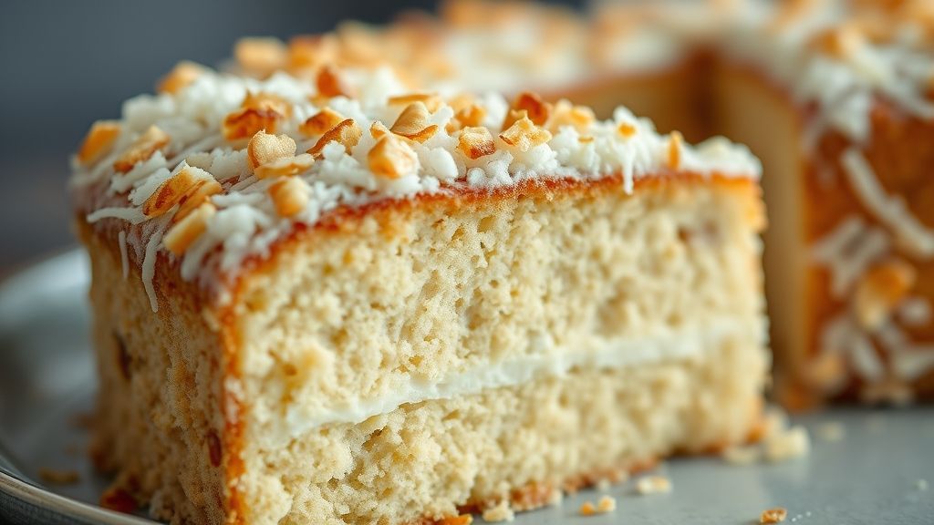 Close-up da fatia de bolo pega marido mostrando textura cremosa e camada brilhante de calda