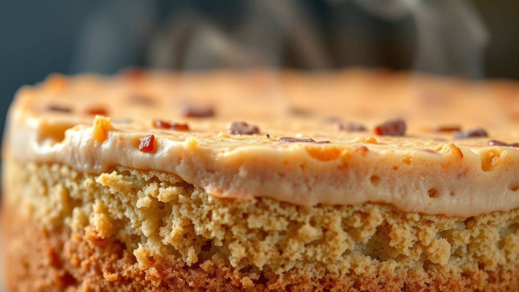 Close-up do bolo sem manteiga com textura úmida e fatiada mostrando o interior