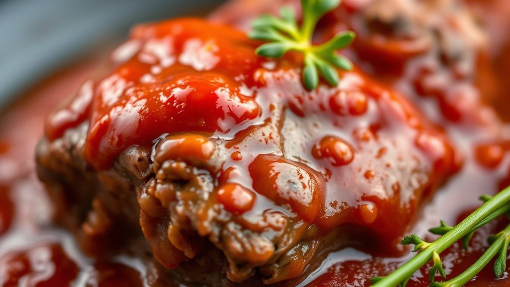 Close-up da carne macia coberta com molho espesso brilhante e cheiro-verde fresco