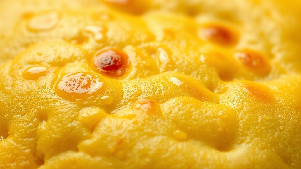 Close-up do empadão finalizado, destacando o brilho e textura dourada uniforme da crosta