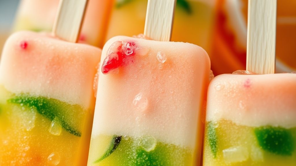 Close-up mostrando a textura cremosa e as cores vibrantes do geladinho pronto.