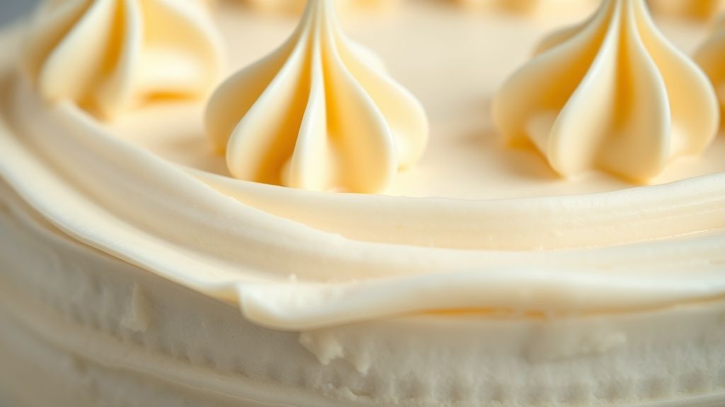 Close-up da textura cremosa do glacê sendo aplicado no bolo com bico de confeitar