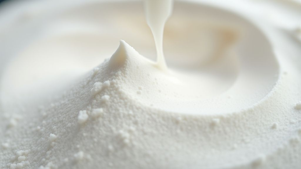 Close-up da textura cremosa do recheio de leite Ninho, com brilho suave e aparência convidativa