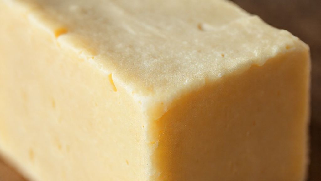 Close-up mostrando a textura suave e o corte perfeito das barras de sabão caseiro.