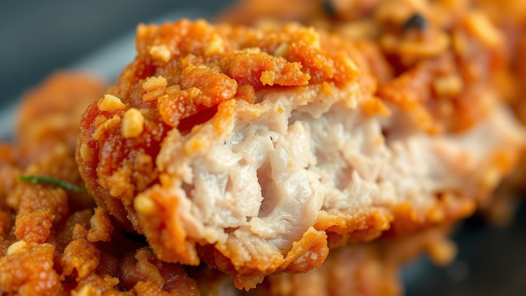 Close-up de pedaço de toucinho frito crocante destacando a textura dourada e suculenta