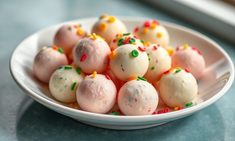 Docinhos de leite ninho coloridos e brilhantes dispostos em forminhas de papel, com visual alegre e apetitoso