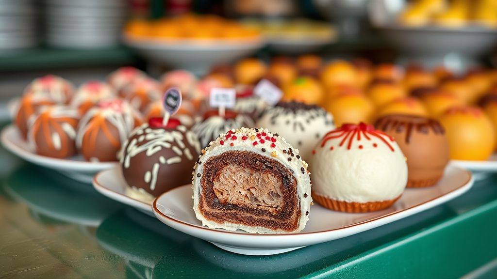 Bandeja com variadas receitas de doces para vender, incluindo brigadeiro, beijinho e cocada, prontas para comercialização