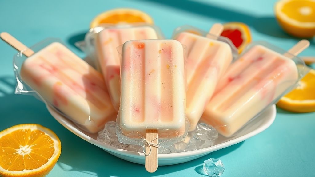 Geladinho cremoso com Tang pronto, em saquinhos transparentes, cremoso e refrescante, ideal para vender ou servir no verão