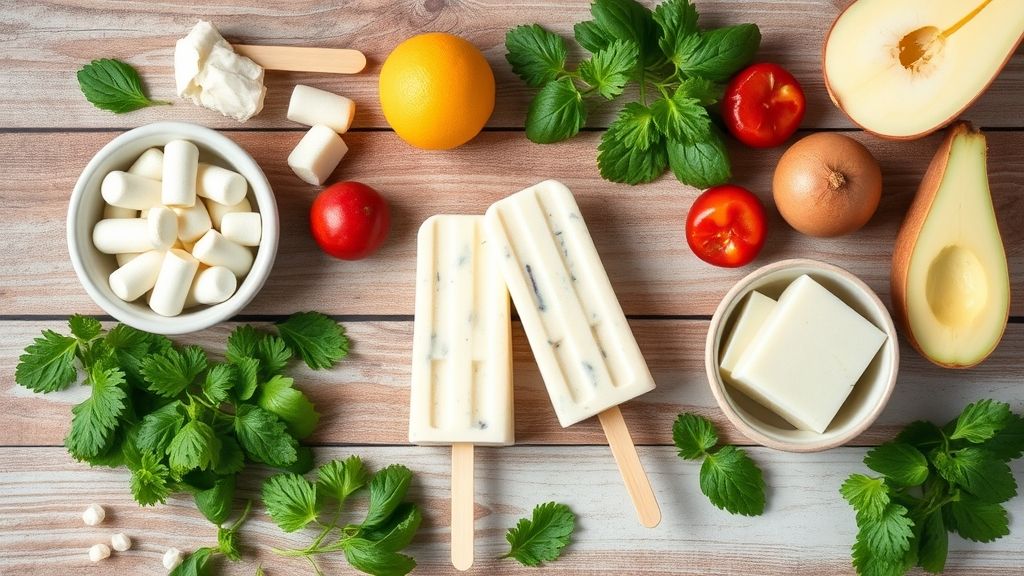 Ingredientes organizados em bancada de cozinha — leite, leite condensado, vodka e sucos em pó de várias cores.