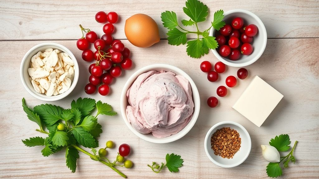 Visão de cima mostrando leite condensado, creme de leite, leite e xarope de groselha dispostos em uma bancada de cozinha