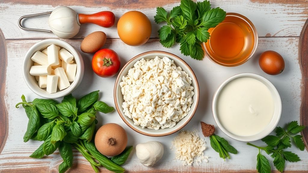 Visão de cima com biscoitos, leite, leite condensado e demais ingredientes organizados.