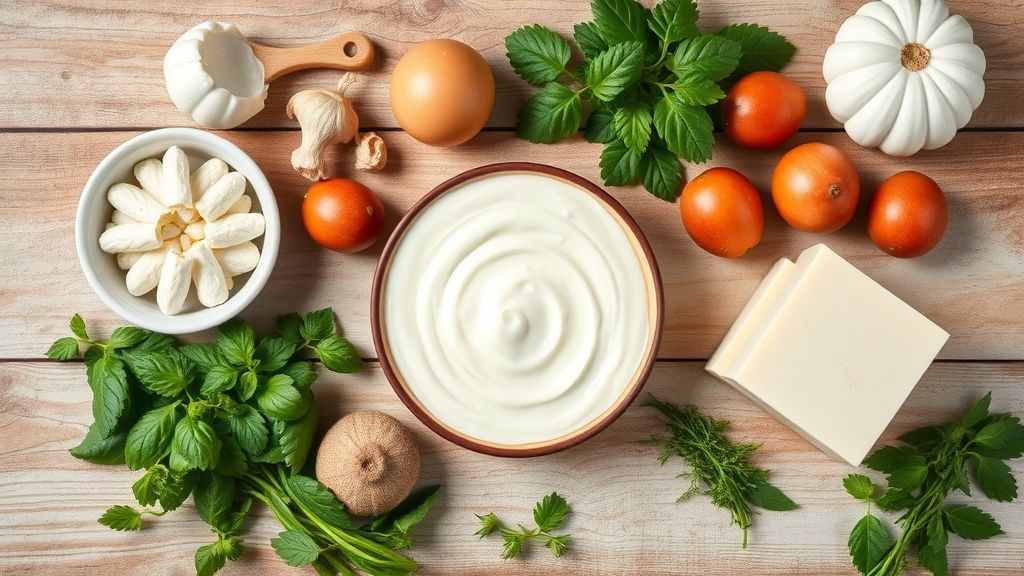 Ingredientes da receita de torta de nata organizados em bancada de cozinha