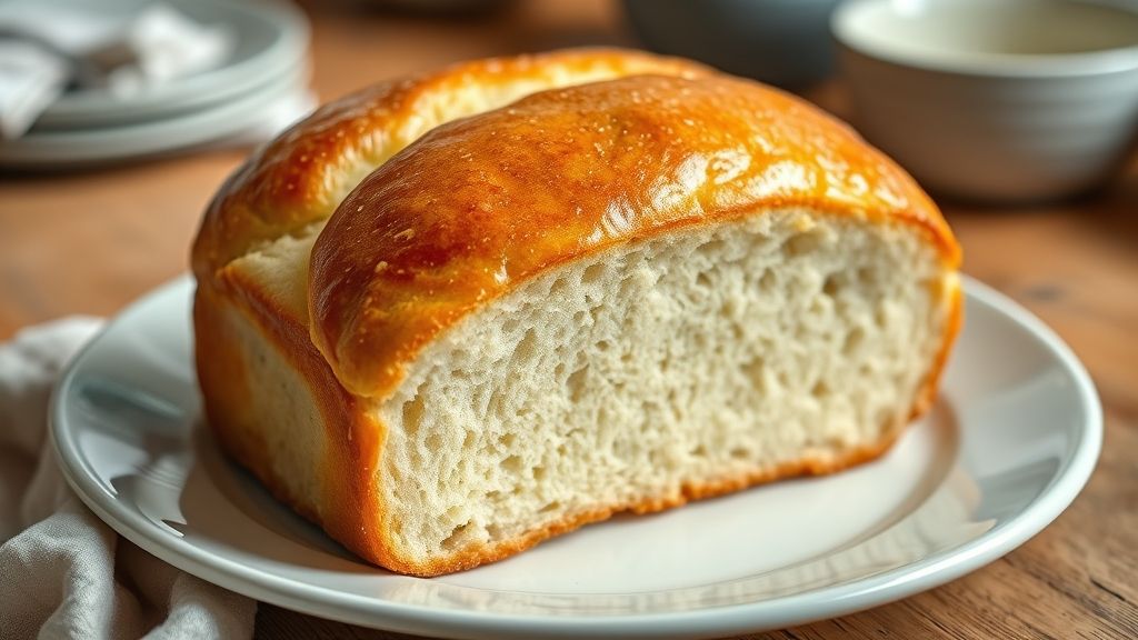 Pão caseiro dourado e brilhante após o forno, mostrando o resultado ideal de pincelar o pão antes ou depois de crescer.