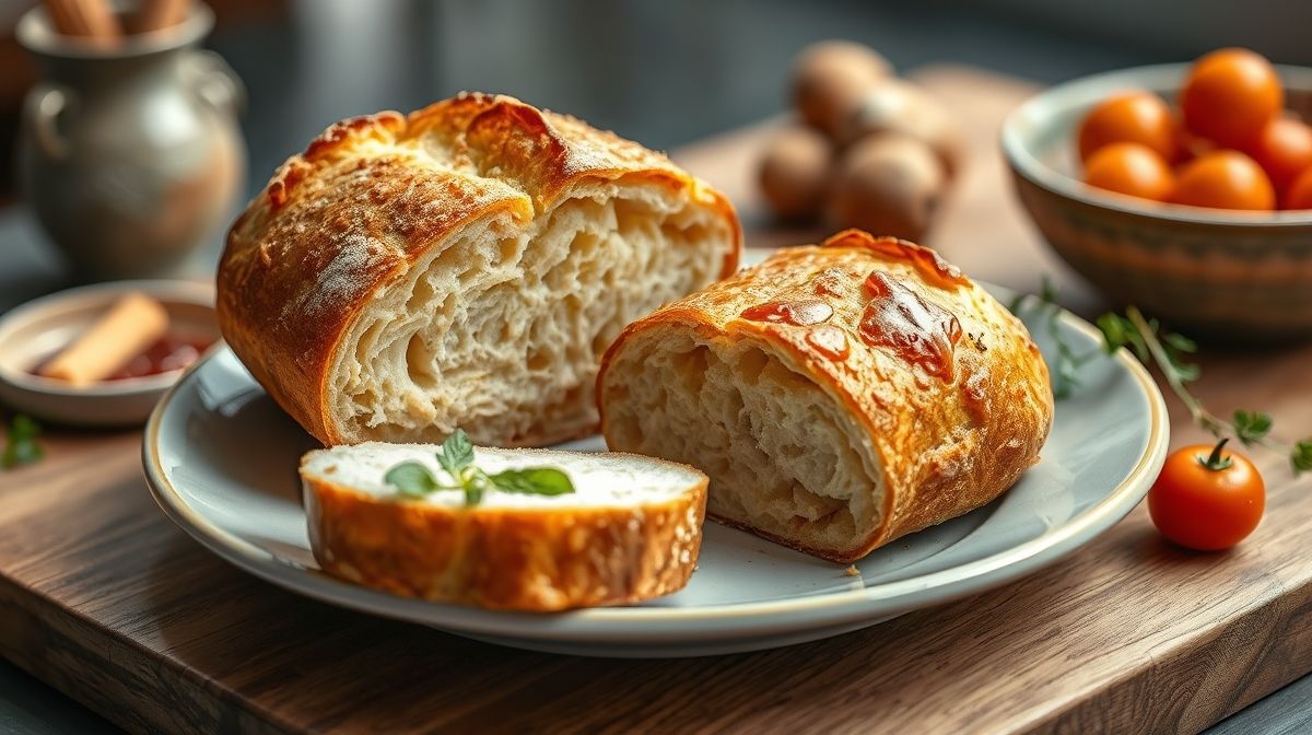 Pão caseiro dourado e macio recém-saído do forno, com miolo fofo e crosta crocante