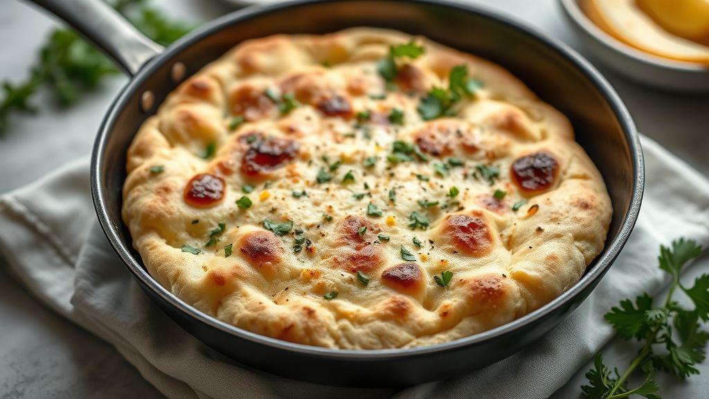 Pães sírios dourados e maleáveis empilhados sobre um pano de prato, com textura leve e aparência artesanal