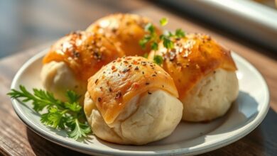 Pãezinhos dourados e fofinhos de batata servidos quentinhos em prato rústico, com textura leve e aparência irresistível