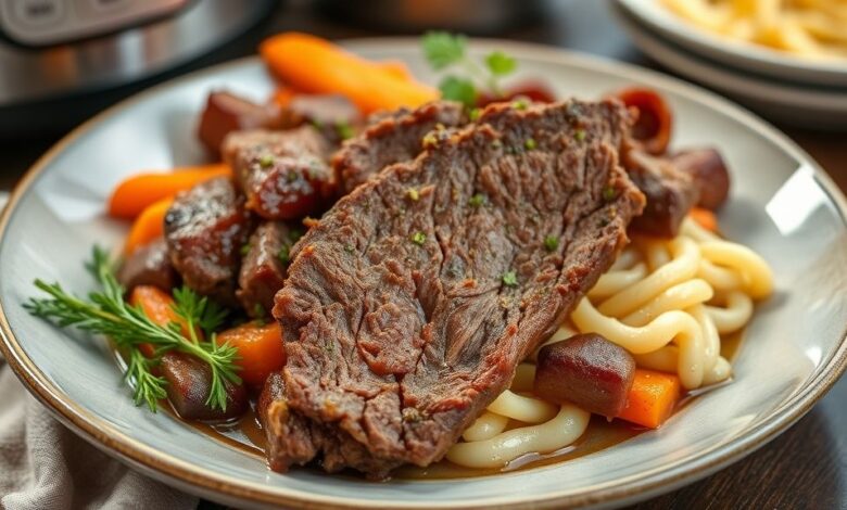 Prato de ponta de peito na pressão servido com molho espesso e cheiro-verde, aparência caseira e suculenta