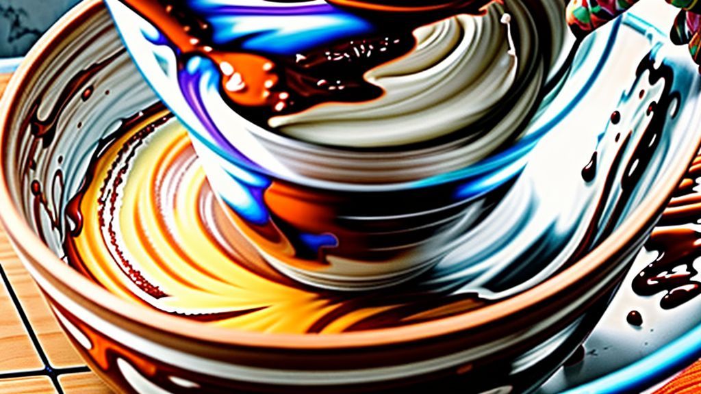 Mãos batendo massa de bolo de cenoura em uma tigela de vidro durante o preparo