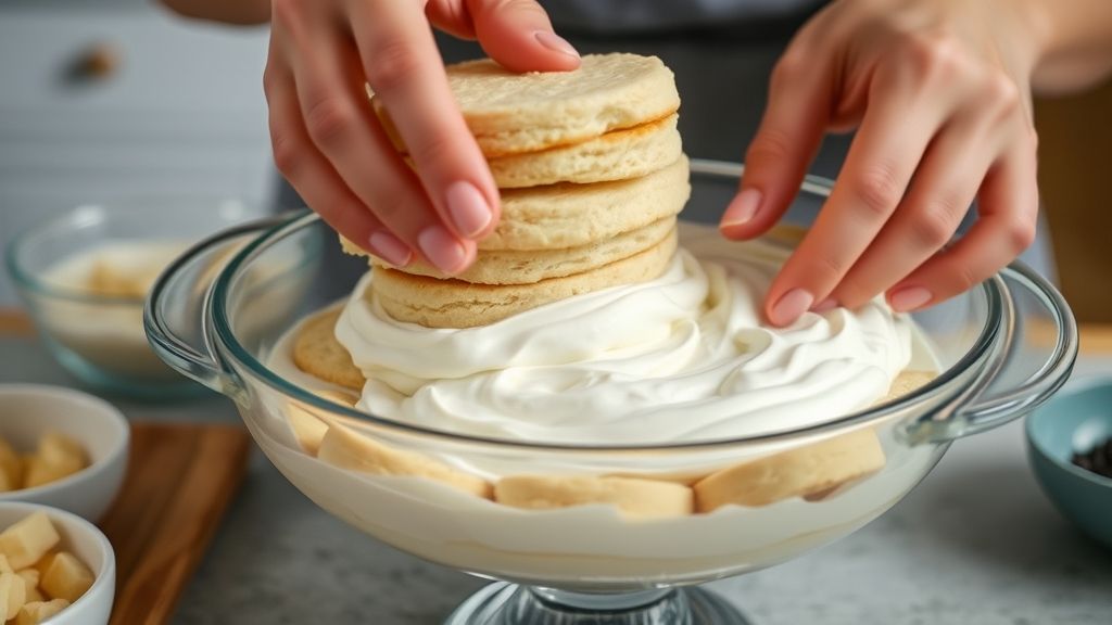 Mãos em ação durante um passo crucial do modo de preparo da receita