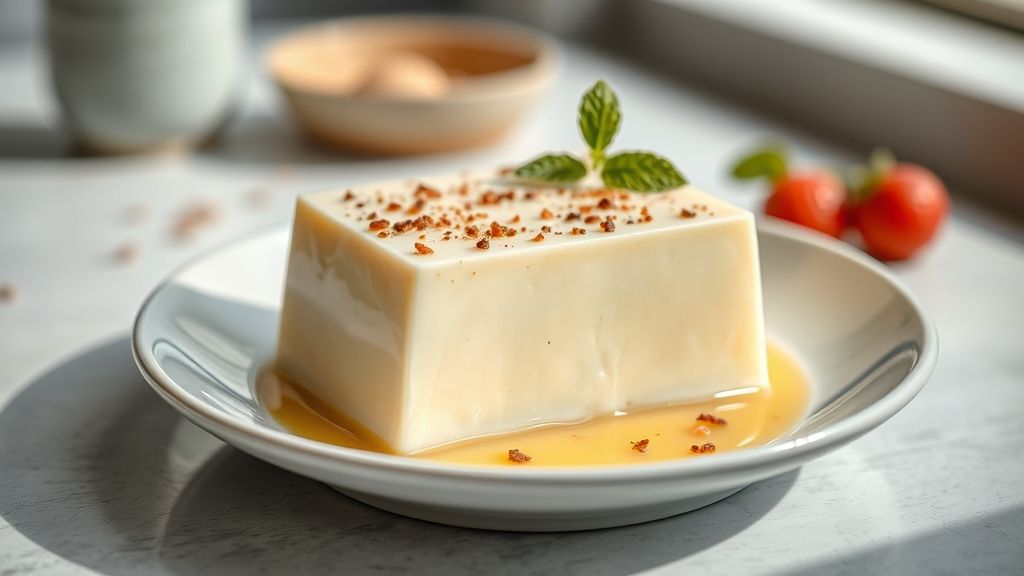 Pudim de leite condensado gelado cremoso e brilhante servido com calda de caramelo dourada
