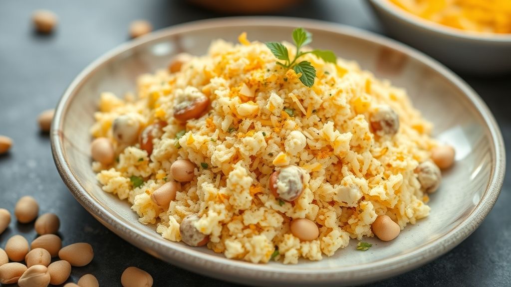 Tigela com queijo ralado sem leite dourado e granulado, servido sobre massa recém-preparada