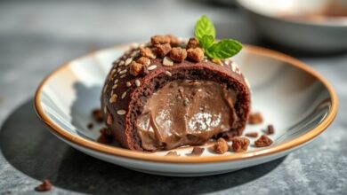 Tigela com recheio de brigadeiro mole cremoso e brilhante, ideal para bolos