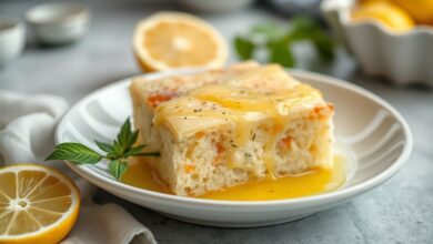 Creme de limão cremoso e brilhante em uma tigela, com raspas frescas no topo