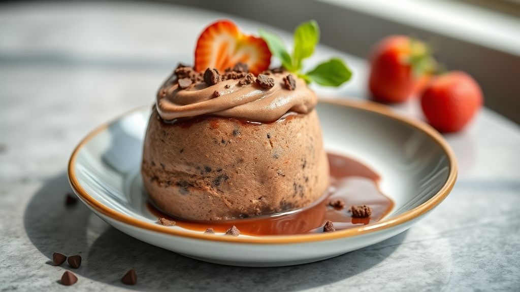 Sobremesa cremosa com 2 ingredientes servida em taças individuais, com textura aveludada e decoração de chocolate