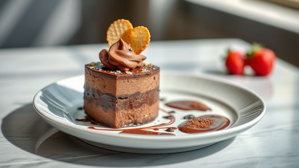 Taças de sobremesa de chocolate gelada decoradas com chantilly e raspas de chocolate