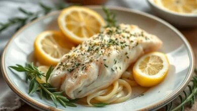 Frasco de vidro com tempero caseiro de limão e sálvia moído, com cascas e folhas decorando ao redor.