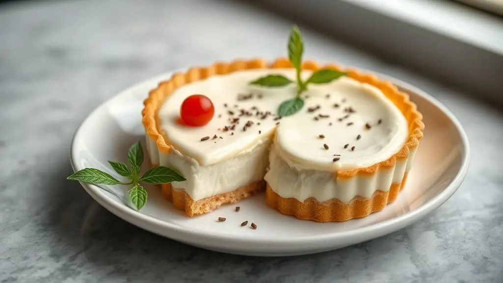 Torta de nata finalizada, cremosa e decorada com raspas de chocolate sobre prato elegante